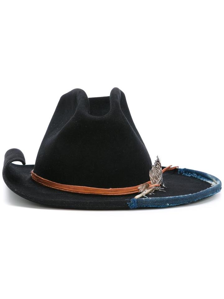 Nick Fouquet Feather Embellishment Hat, Men's, Black, Wool Felt