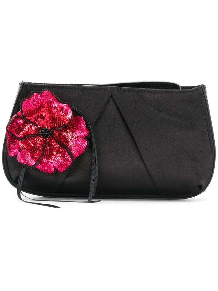 Pinko Sequin Floral Clutch - Black