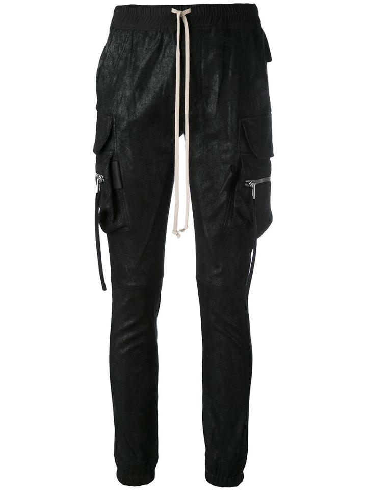 Cargo Jogging Trousers - Women - Cotton/lamb Skin/spandex/elastane - 42, Black, Cotton/lamb Skin/spandex/elastane, Rick Owens