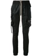 Cargo Jogging Trousers - Women - Cotton/lamb Skin/spandex/elastane - 42, Black, Cotton/lamb Skin/spandex/elastane, Rick Owens