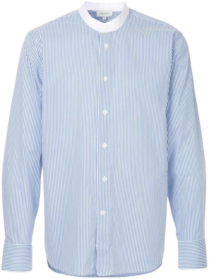 Ck Calvin Klein Striped Grandad Shirt - Blue