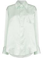 Matthew Adams Dolan Asymmetric Hem Silk Oxford Shirt - Green