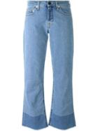 Victoria Victoria Beckham Cropped Flared Jeans, Women's, Size: 28, Blue, Cotton/spandex/elastane