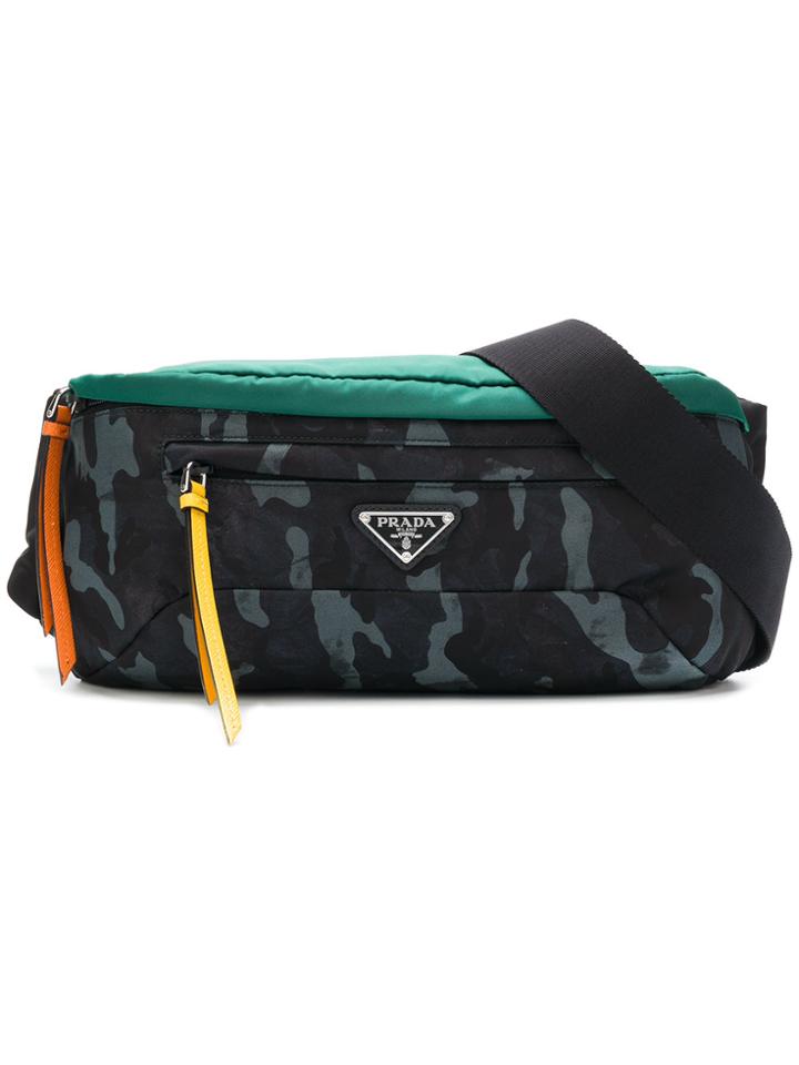 Prada Camouflage Print Belt Bag - Green