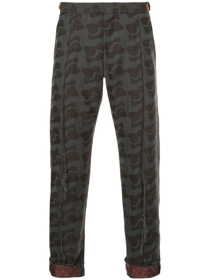 Comme Des Garçons Pre-owned Mixed-print Cropped Trousers - Brown