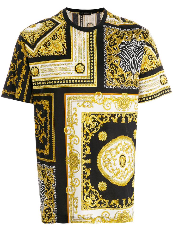 Versace - Baroque Print T-shirt - Men - Cotton - M, Black, Cotton