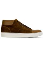 Lanvin Contrasted Toe Cap Hi-top Sneakers, Men's, Size: 6, Brown, Leather/suede/rubber