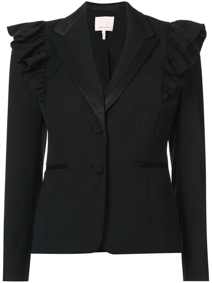 Rebecca Taylor Ruffled Shoulder Blazer - Black