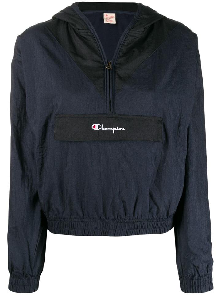 Champion Logo Zipped Windbreaker Jacket - Blue