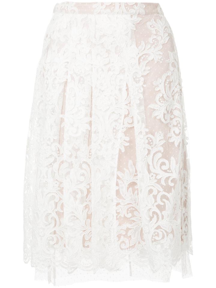 No21 Lace Overlay Split Leg Skirt - White