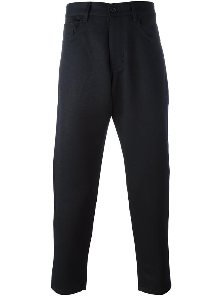 Ami Alexandre Mattiussi Cropped Carrot Fit Trousers, Men's, Size: 28, Blue, Wool