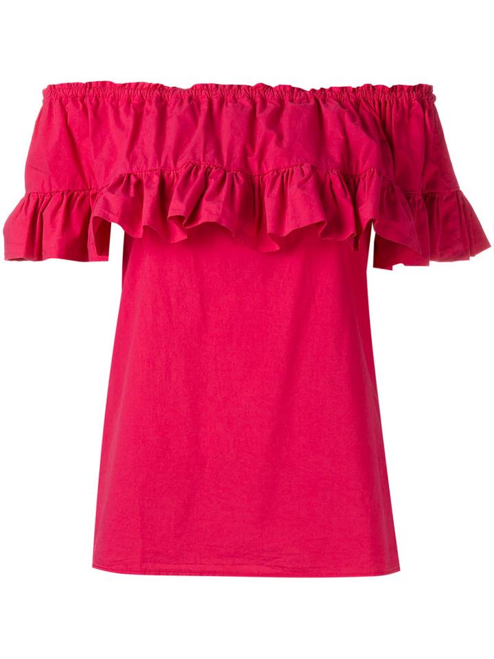 Hache Ruffled Blouse, Women's, Size: 42, Pink/purple, Cotton/spandex/elastane
