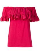 Hache Ruffled Blouse, Women's, Size: 42, Pink/purple, Cotton/spandex/elastane
