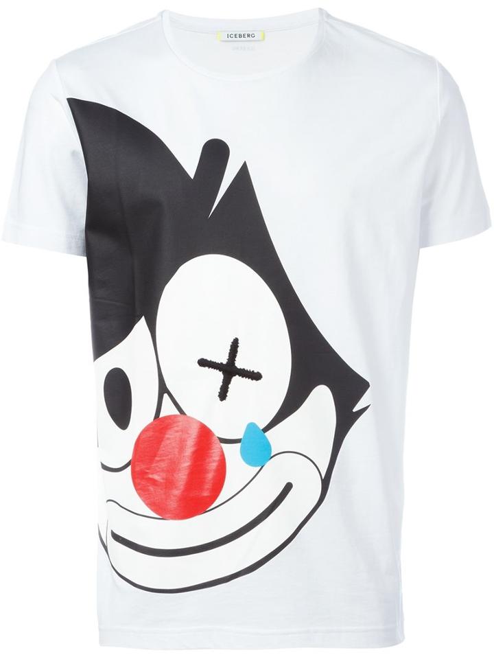 Iceberg Felix The Cat Print T-shirt, Men's, Size: Xl, White, Cotton