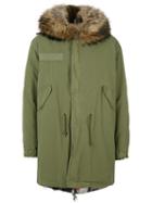 Mr & Mrs Italy - Lined Parka Coat - Men - Cotton/leather/polyamide/feather - S, Green, Cotton/leather/polyamide/feather