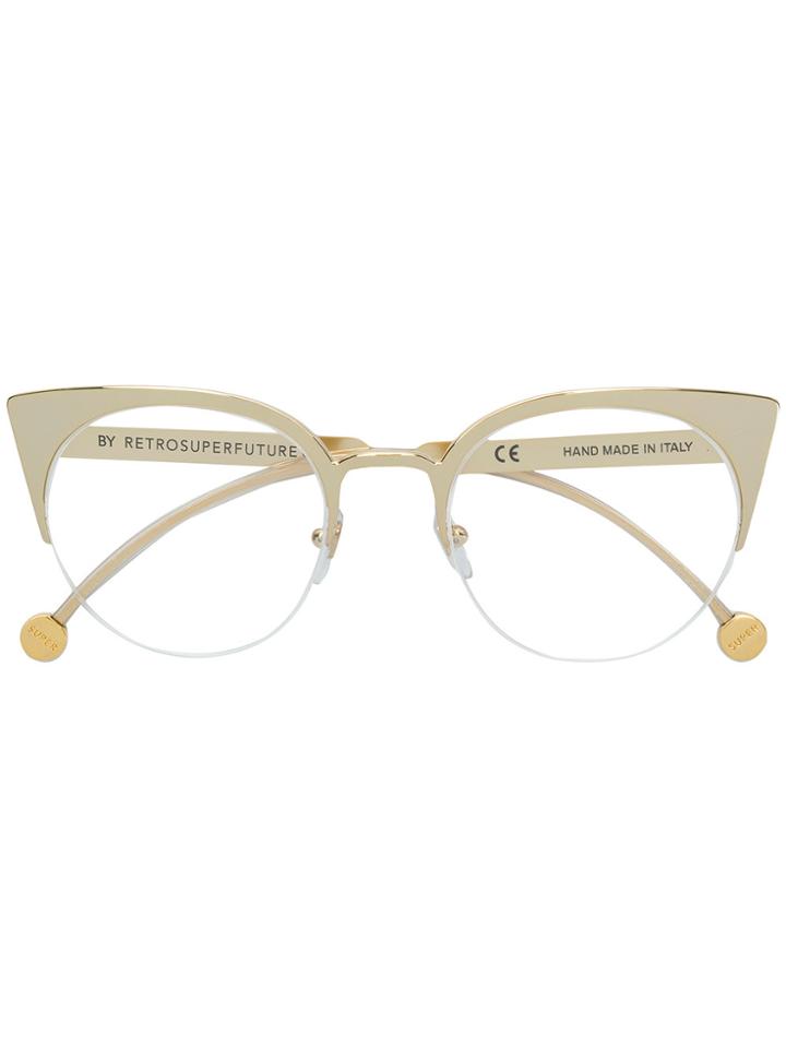 Retrosuperfuture Half Cat Eye Frame Glasses - Metallic