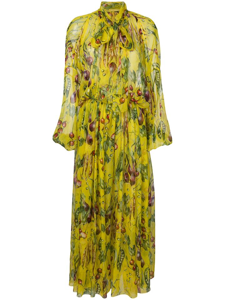 Dolce & Gabbana Vegetables Print Maxi Dress - Yellow & Orange