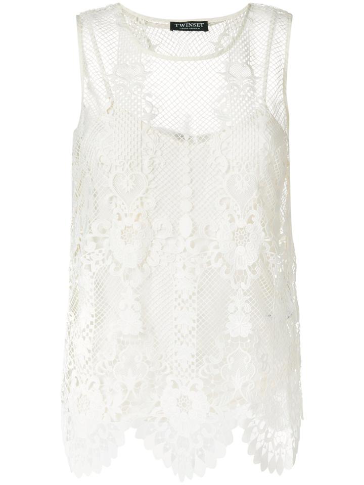 Twin-set Lace Cami Top - White