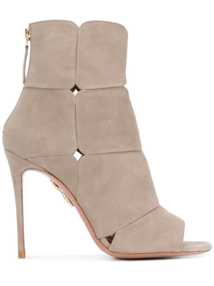 Aquazzura Open Toe Ankle Boots - Nude & Neutrals