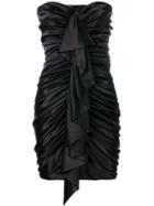 Alexandre Vauthier Ruched Ruffle Trim Dress - Black