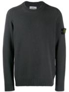 Stone Island Logo Patch Knitted Sweater - Grey
