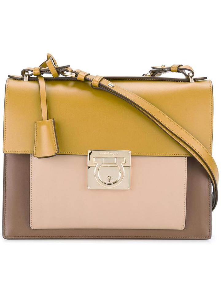 Salvatore Ferragamo Marisol Shoulder Bag, Women's, Yellow/orange, Calf Leather