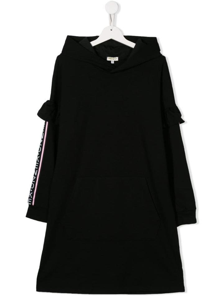 Kenzo Kids Teen Logo Stripe Hoodie Dress - Black