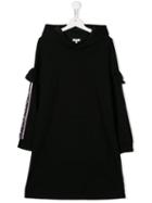 Kenzo Kids Teen Logo Stripe Hoodie Dress - Black