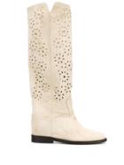 Via Roma 15 Laser Cut Flower Boots - Neutrals