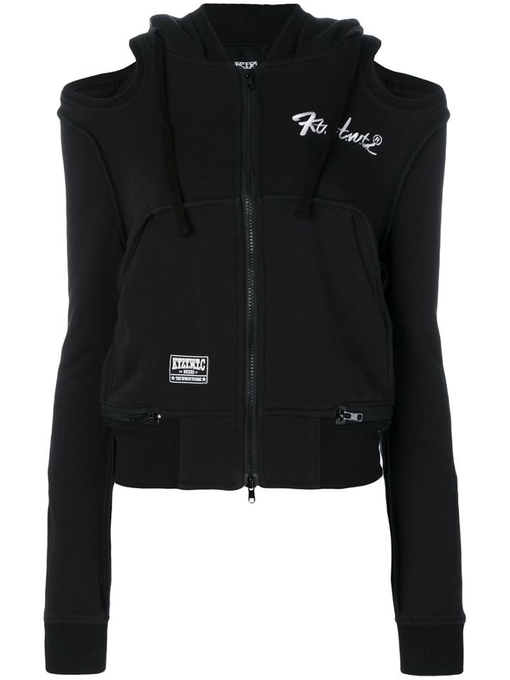 Ktz - Embroidered Hooded Sweater - Women - Cotton - S, Black, Cotton