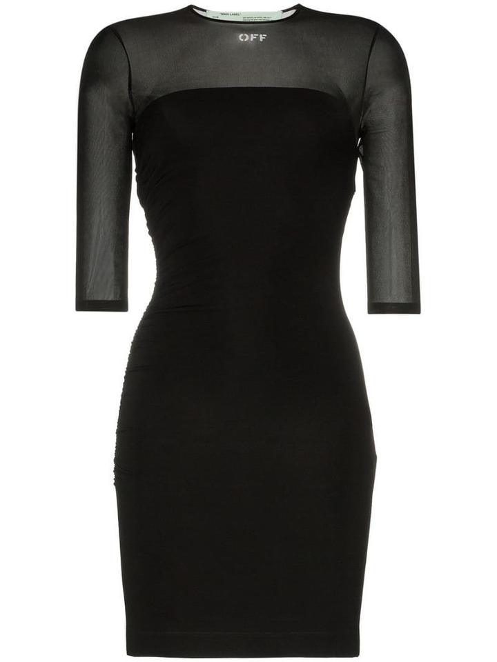 Off-white Sheer Panel Stretch Mini-dress - Black