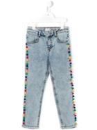 Au Jour Le Jour Kids Pom-pom Trim Jeans, Girl's, Size: 10 Yrs, Blue