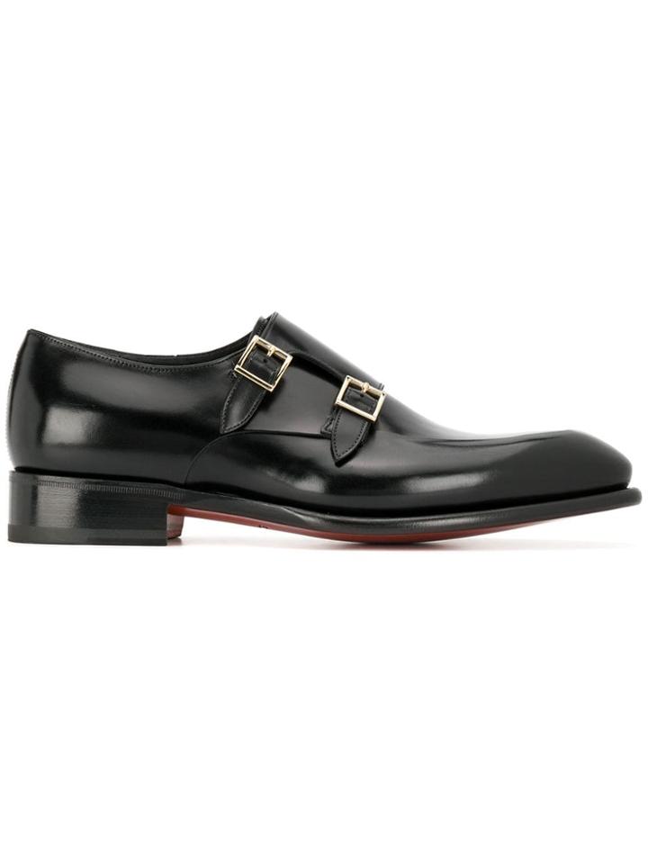 Santoni Double-buckled Monk Shoes - Black
