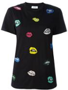 Au Jour Le Jour Sequin Lips T-shirt, Women's, Size: 40, Black, Cotton/pvc