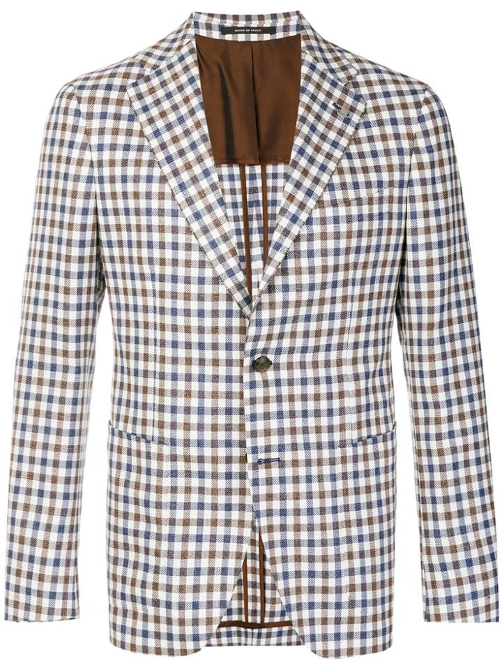 Tagliatore Checked Single-breasted Blazer - Brown