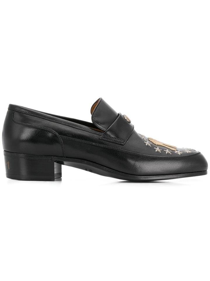 Mumofsix Yankee Embroidered Loafers - Black