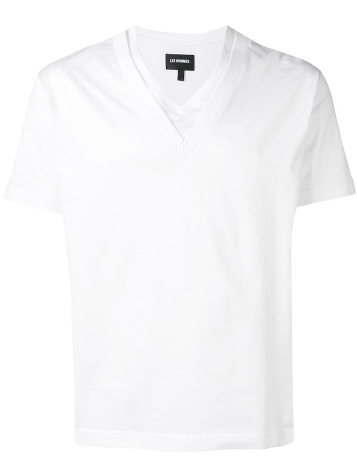 Les Hommes Double V-neck T-shirt - White