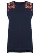 Talie Nk Embroidered Tank Top, Women's, Size: G, Blue, Cotton