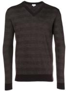 Brioni V-neck Checked Jumper - Brown
