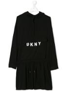 Dkny Kids Logo Hoodie Dress - Black