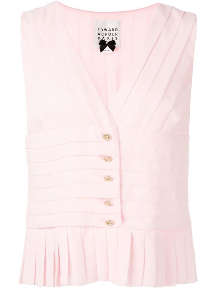 Edward Achour Paris Pleated Design Blouse - Pink