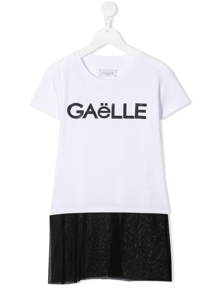 Gaelle Paris Kids Teen Long Brand T-shirt - White
