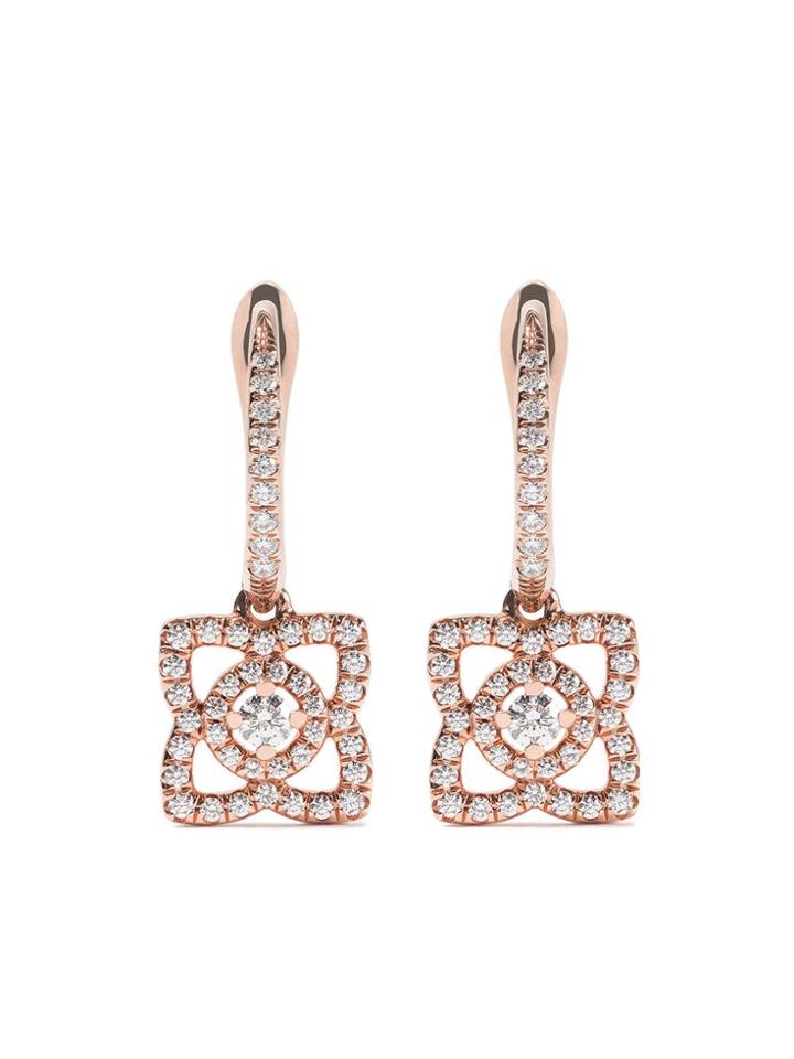 De Beers 18kt Rose Gold Enchanted Lotus Diamond Sleeper Earrings