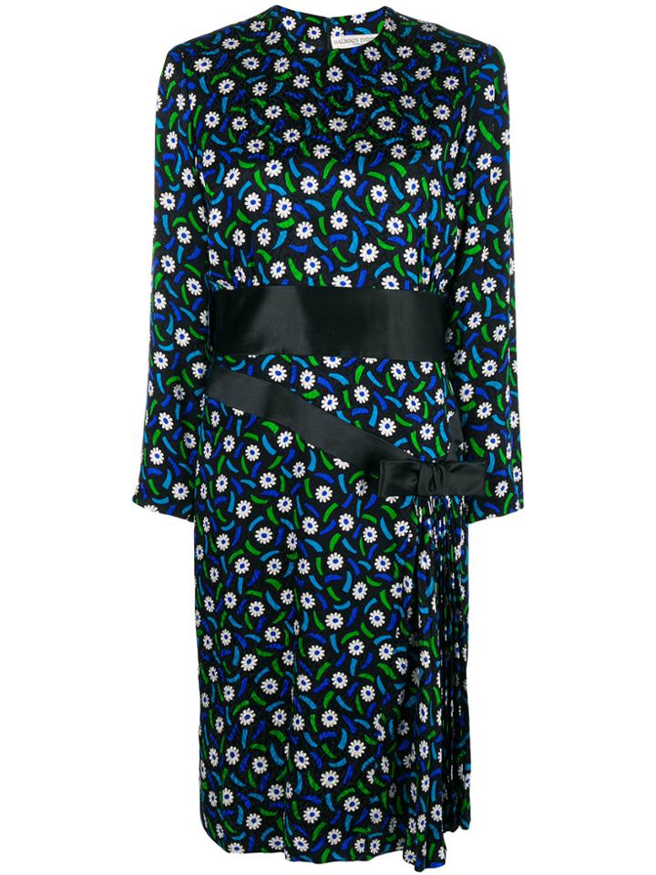 Balmain Vintage Floral Print Dress - Blue