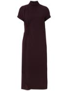 Egrey High Neck Gathered Dress - Purple