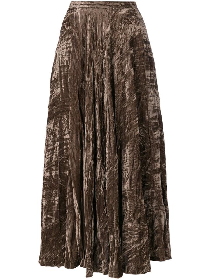 Yves Saint Laurent Vintage Crushed Velvet Maxi Skirt - Brown