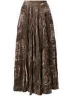 Yves Saint Laurent Vintage Crushed Velvet Maxi Skirt - Brown
