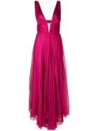 Maria Lucia Hohan Plunge Maxi Dress - Pink & Purple