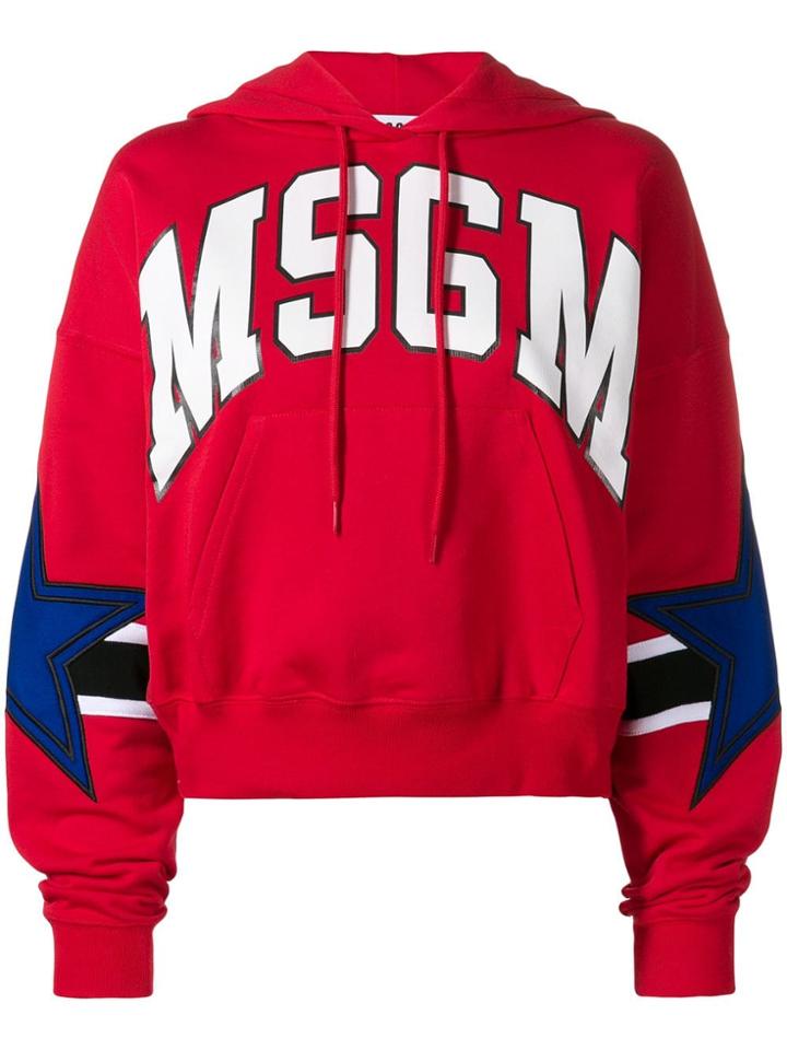 Msgm Logo Hoodie - Red