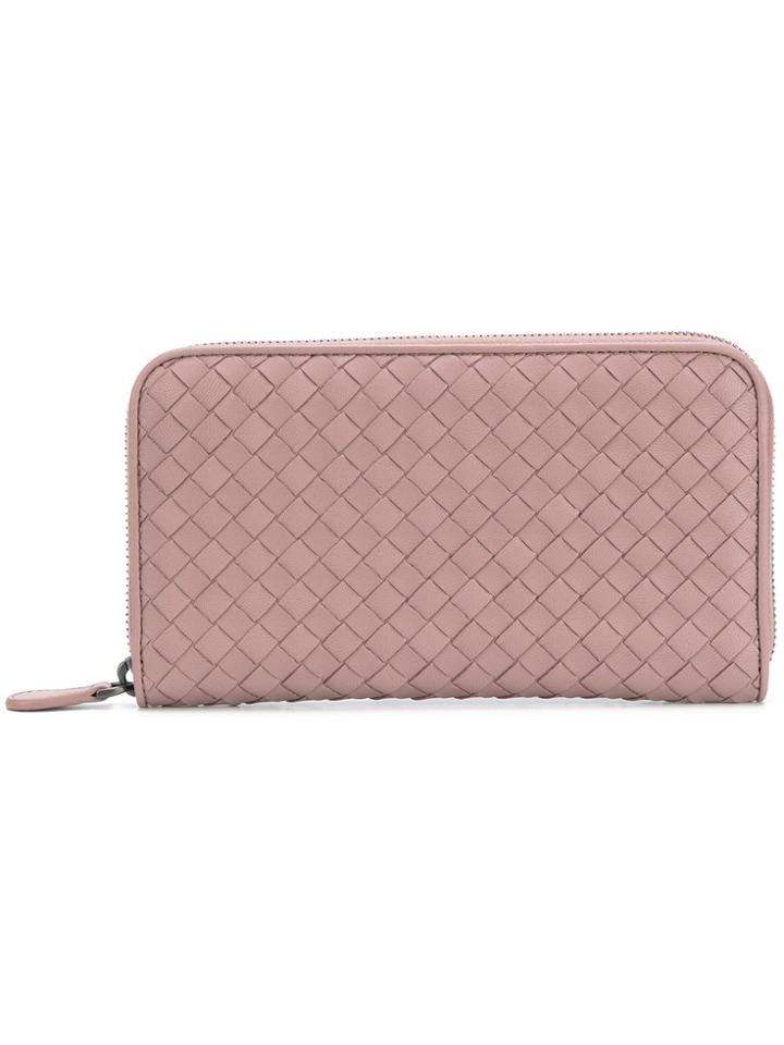 Bottega Veneta Desert Rose Intrecciato Nappa Zip Around Wallet - Pink